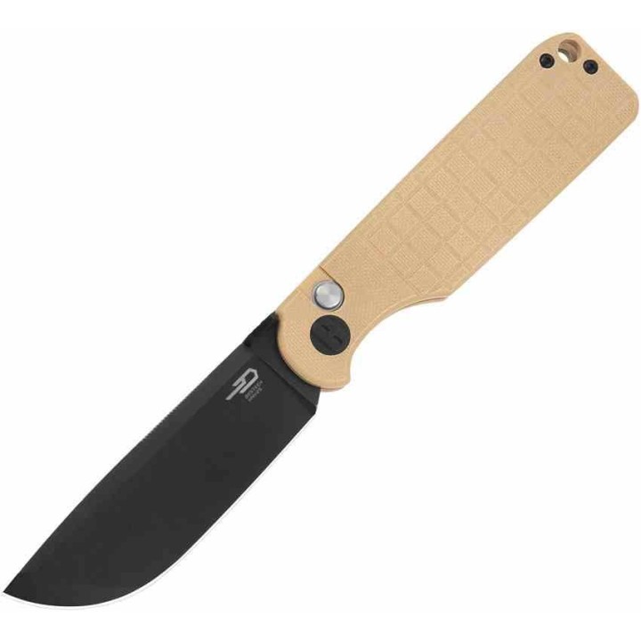 Couteau Bestech Glok Khaki Manche G10 Lame Acier 14C28N IKBS Button Lock Clip BTKG55C - Livraison Gratuite