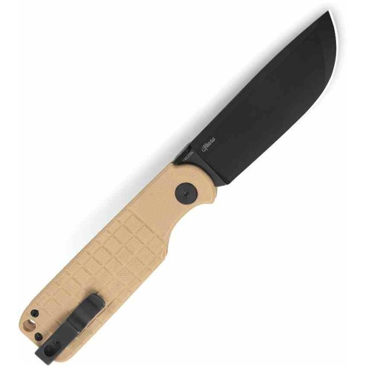 Couteau Bestech Glok Khaki Manche G10 Lame Acier 14C28N IKBS Button Lock Clip BTKG55C - Livraison Gratuite