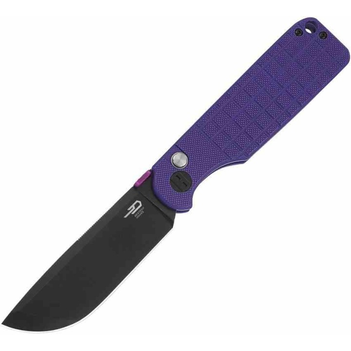 Couteau Bestech Glok Purple Manche G10 Lame Acier 14C28N IKBS Button Lock Clip BTKG55D - Livraison Gratuite