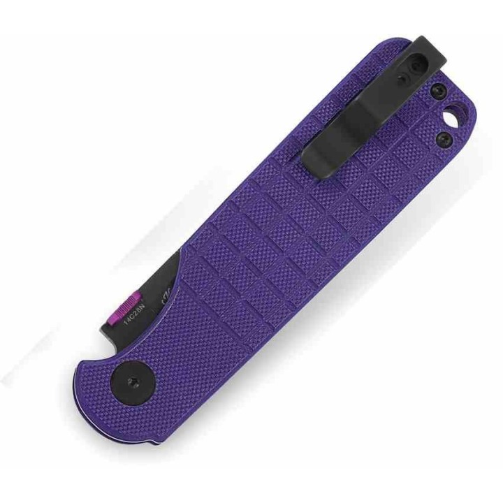Couteau Bestech Glok Purple Manche G10 Lame Acier 14C28N IKBS Button Lock Clip BTKG55D - Livraison Gratuite