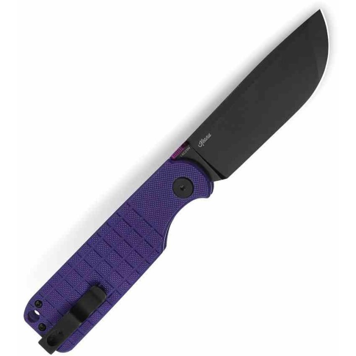 Couteau Bestech Glok Purple Manche G10 Lame Acier 14C28N IKBS Button Lock Clip BTKG55D - Livraison Gratuite