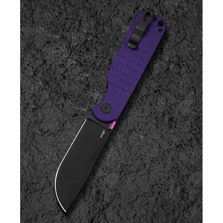 Couteau Bestech Glok Purple Manche G10 Lame Acier 14C28N IKBS Button Lock Clip BTKG55D - Livraison Gratuite