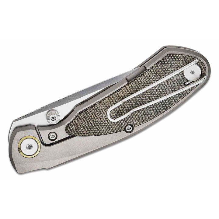 Couteau Bestech Lito Black Lame Acier M390 Satin Manche Titane/Micarta IKBS Framelock Clip BTKT2307A - Livraison Gratuite