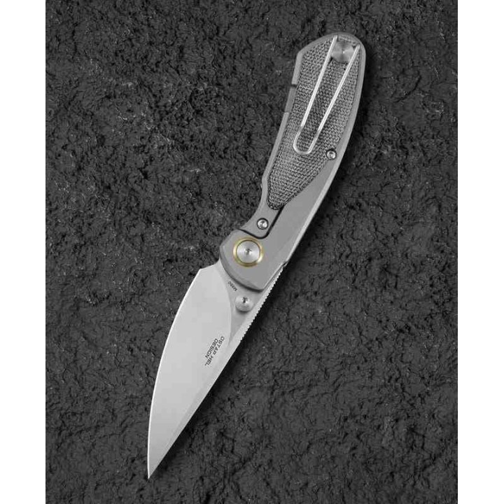 Couteau Bestech Lito Black Lame Acier M390 Satin Manche Titane/Micarta IKBS Framelock Clip BTKT2307A - Livraison Gratuite