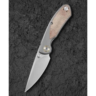 Couteau Bestech Lito Natural Lame Acier M390 Satin Manche Titane/Micarta IKBS Framelock Clip BTKT2307B - Livraison Gratuite