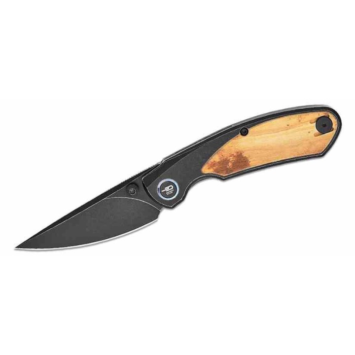 Couteau Bestech Lito Olive Lame Acier M390 Blackwash Manche Titane/Bois IKBS Framelock Clip BTKT2307C - Livraison Gratuite