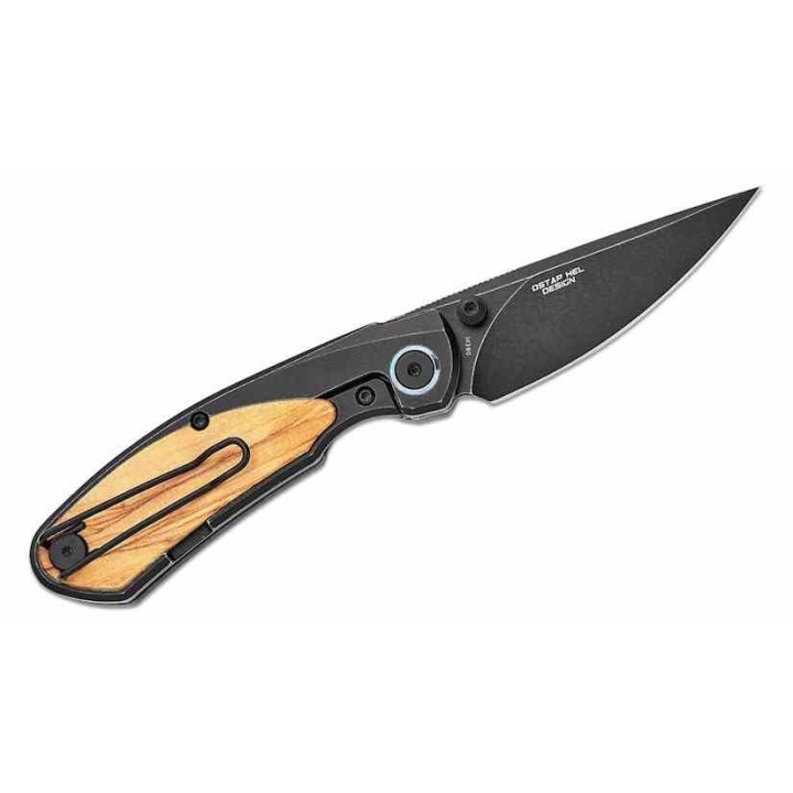 Couteau Bestech Lito Olive Lame Acier M390 Blackwash Manche Titane/Bois IKBS Framelock Clip BTKT2307C - Livraison Gratuite