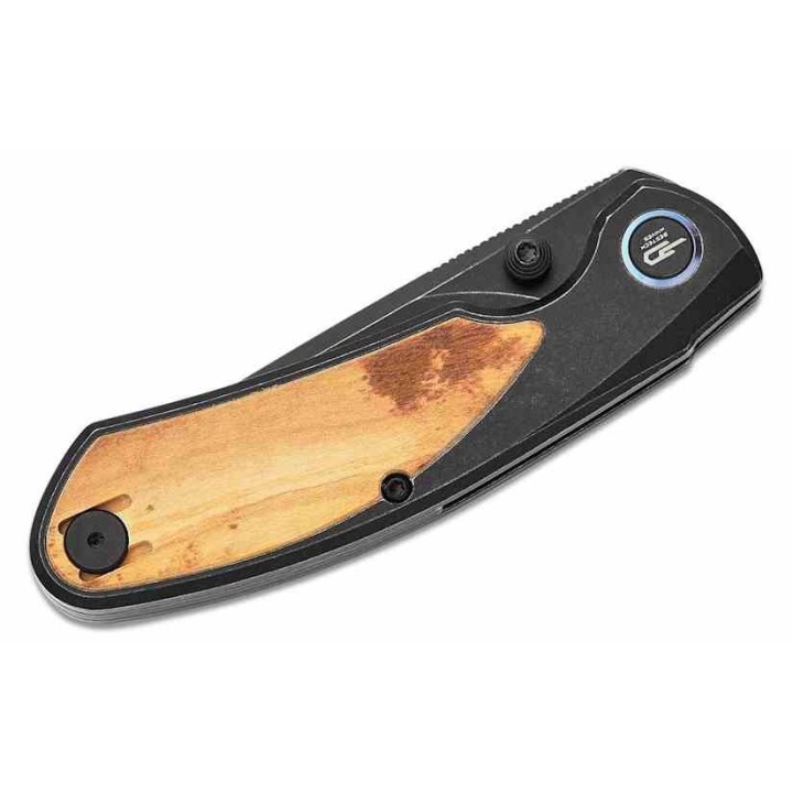 Couteau Bestech Lito Olive Lame Acier M390 Blackwash Manche Titane/Bois IKBS Framelock Clip BTKT2307C - Livraison Gratuite