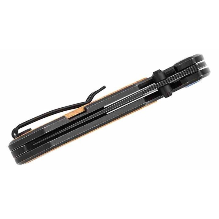 Couteau Bestech Lito Olive Lame Acier M390 Blackwash Manche Titane/Bois IKBS Framelock Clip BTKT2307C - Livraison Gratuite