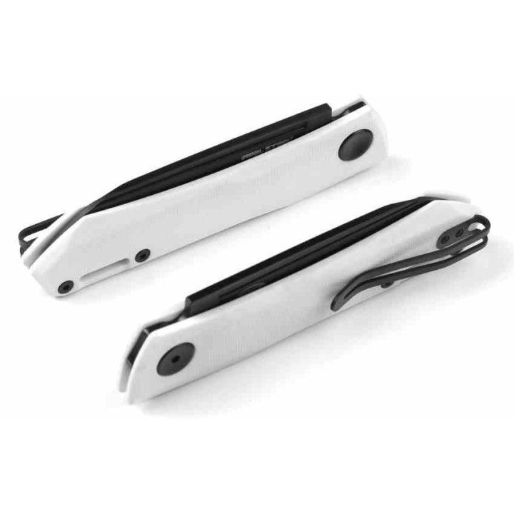 Couteau Real Steel Solis Lite White Slipjoint Lame Acier D2 Manche G10 Clip RS7064WB - Livraison Gratuite
