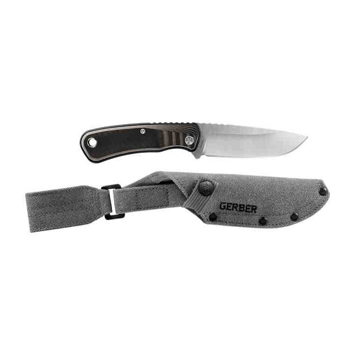 Couteau Gerber Downwind Drop Point Black Lame Acier 7Cr17MoV Manche G10 Etui Canvas G1816 - Livraison Gratuite