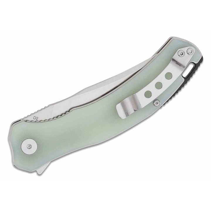  Couteau QSP Walrus Jade Lame Acier D2 SW Upswept Manche G10 IKBS Linerlock Clip QS151A1 - Livraison Gratuite