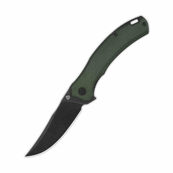 Couteau QSP Walrus Green Lame Acier D2 BLK Upswept Manche Micarta IKBS Linerlock Clip QS151C2 - Livraison Gratuite