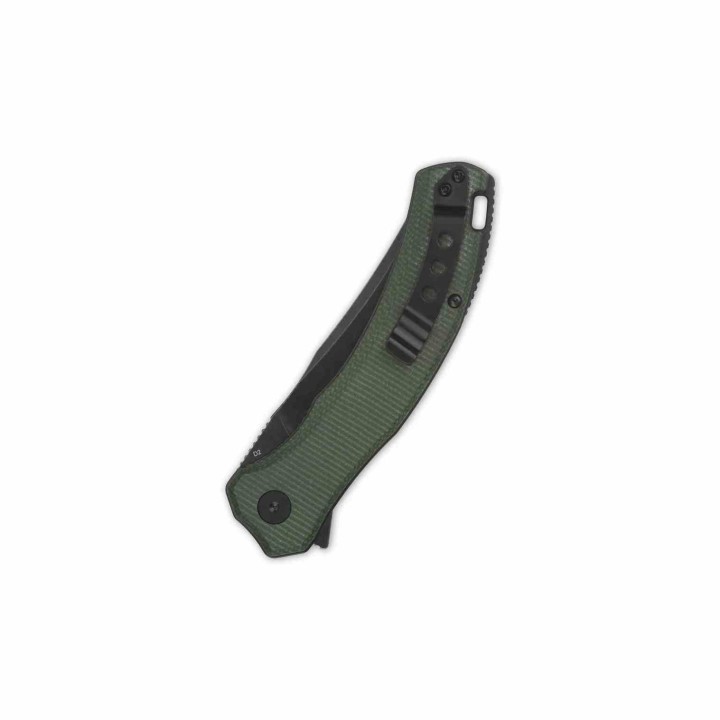 Couteau QSP Walrus Green Lame Acier D2 BLK Upswept Manche Micarta IKBS Linerlock Clip QS151C2 - Livraison Gratuite