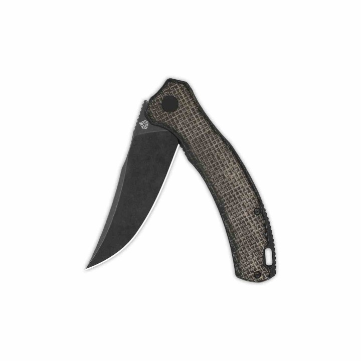Couteau QSP Walrus Dark Brown Lame Acier D2 BLK Upswept Manche Micarta IKBS Linerlock Clip QS151B2 - Livraison Gratuite