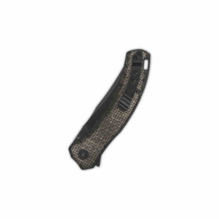 Couteau QSP Walrus Dark Brown Lame Acier D2 BLK Upswept Manche Micarta IKBS Linerlock Clip QS151B2 - Livraison Gratuite