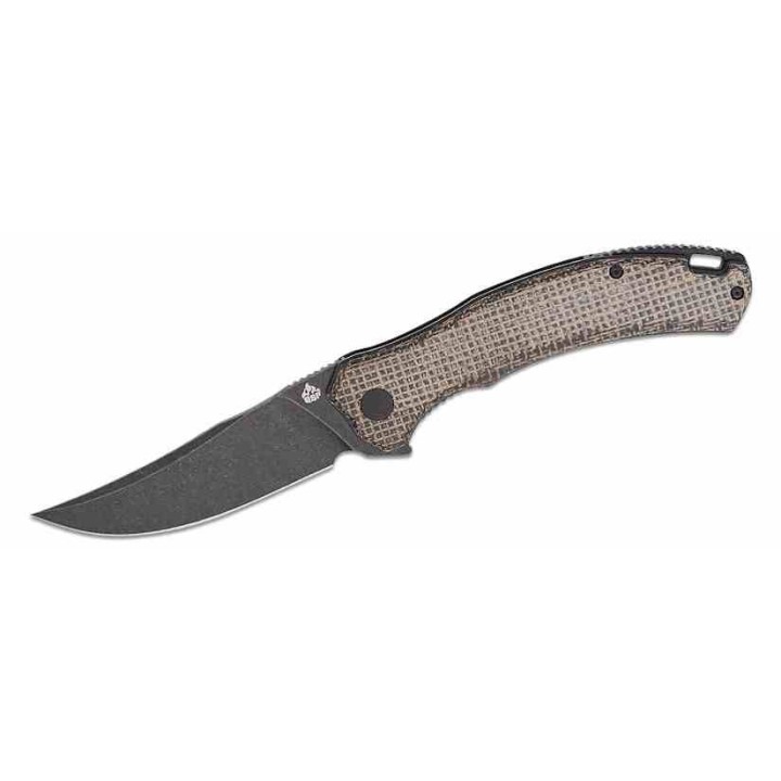 Couteau QSP Walrus Dark Brown Lame Acier D2 BLK Upswept Manche Micarta IKBS Linerlock Clip QS151B2 - Livraison Gratuite