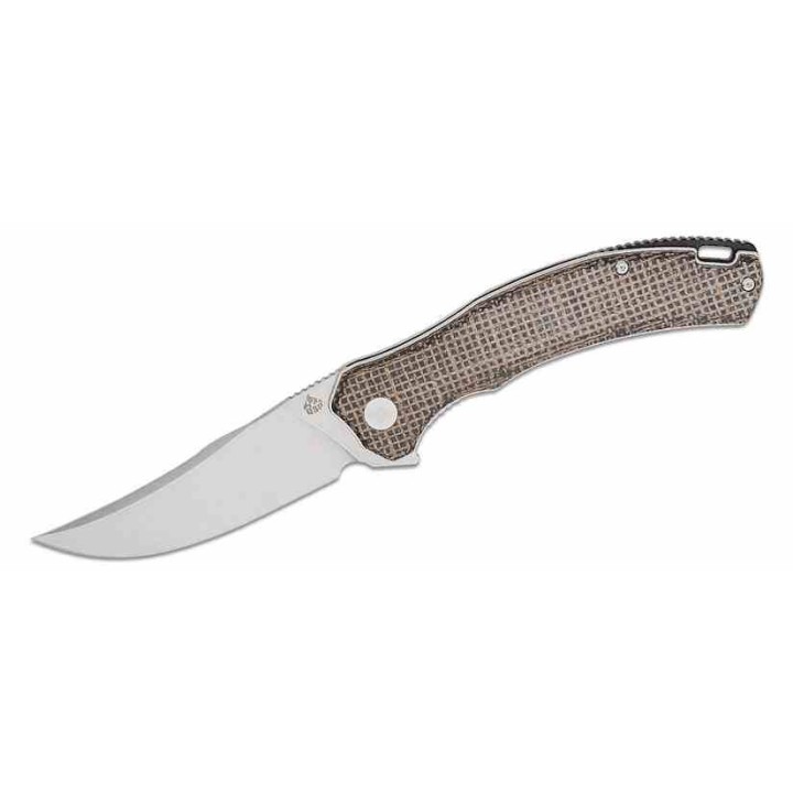 Couteau QSP Walrus Dark Brown Lame Acier D2 SW Upswept Manche Micarta IKBS Linerlock Clip QS151B1 - Livraison Gratuite