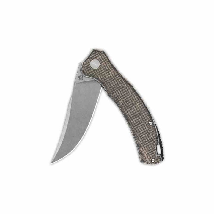 Couteau QSP Walrus Dark Brown Lame Acier D2 SW Upswept Manche Micarta IKBS Linerlock Clip QS151B1 - Livraison Gratuite