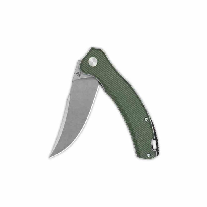 Couteau QSP Walrus Green Lame Acier D2 SW Upswept Manche Micarta IKBS Linerlock Clip QS151C1 - Livraison Gratuite