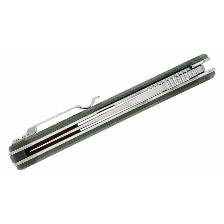 Couteau QSP Walrus Green Lame Acier D2 SW Upswept Manche Micarta IKBS Linerlock Clip QS151C1 - Livraison Gratuite