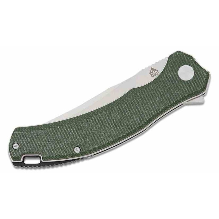 Couteau QSP Walrus Green Lame Acier D2 SW Upswept Manche Micarta IKBS Linerlock Clip QS151C1 - Livraison Gratuite