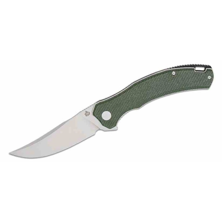 Couteau QSP Walrus Green Lame Acier D2 SW Upswept Manche Micarta IKBS Linerlock Clip QS151C1 - Livraison Gratuite
