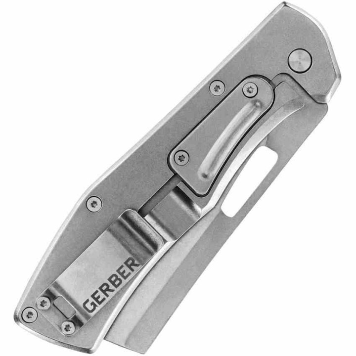 Couteau Gerber Flatiron Cleaver Lame Acier 7Cr17MoV Manche Green G-10 Framelock Clip G1760 - Livraison Gratuite