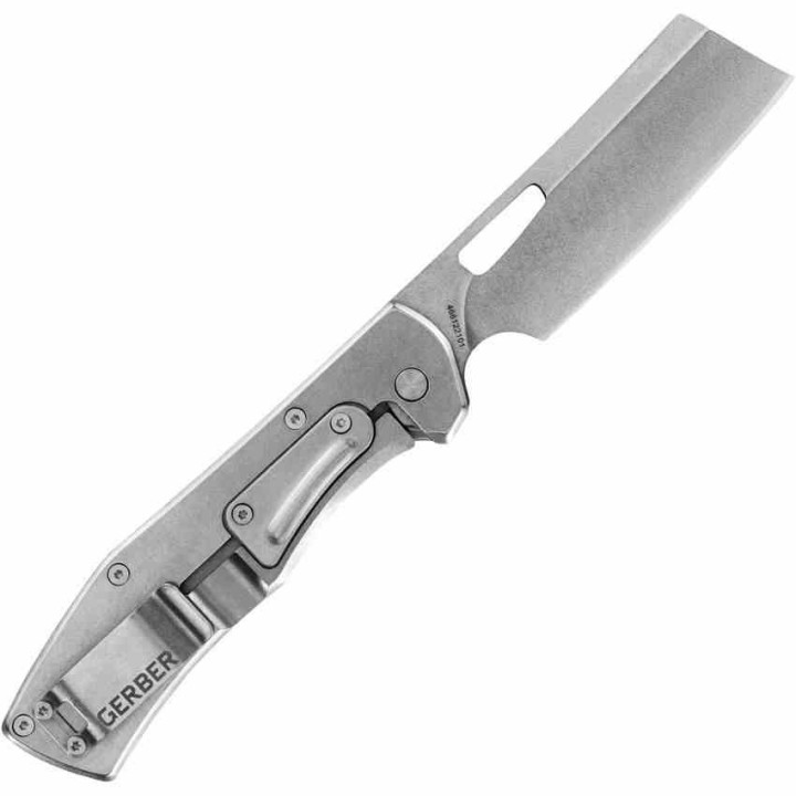 Couteau Gerber Flatiron Cleaver Lame Acier 7Cr17MoV Manche Green G-10 Framelock Clip G1760 - Livraison Gratuite