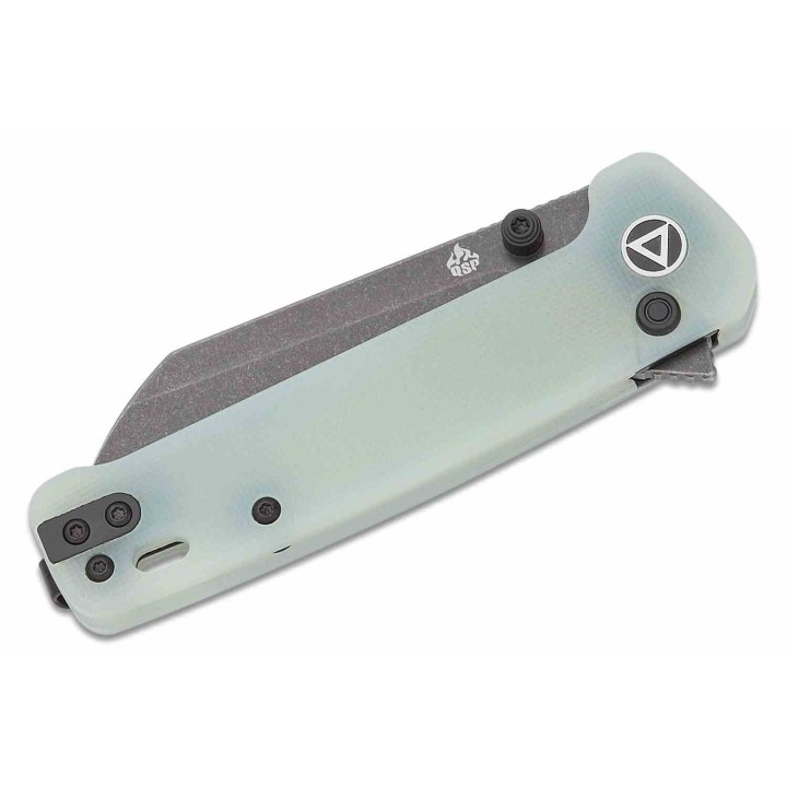 Couteau QSP Knives Penguin Button Lock Jade Manche G10 Lame Acier 14C28N Blk Sheepsfoot IKBS Clip QS130BLB2 - Livraison Gratuite