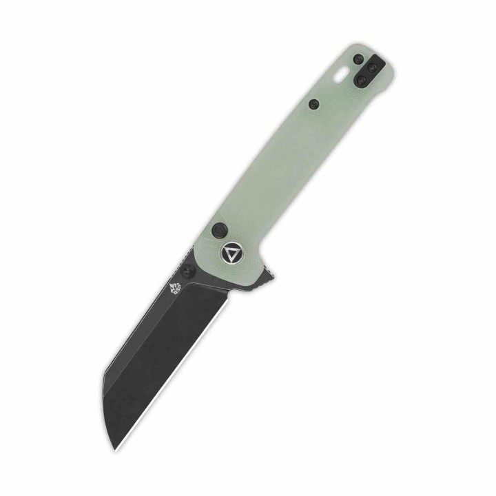 Couteau QSP Knives Penguin Button Lock Jade Manche G10 Lame Acier 14C28N Blk Sheepsfoot IKBS Clip QS130BLB2 - Livraison Gratuite