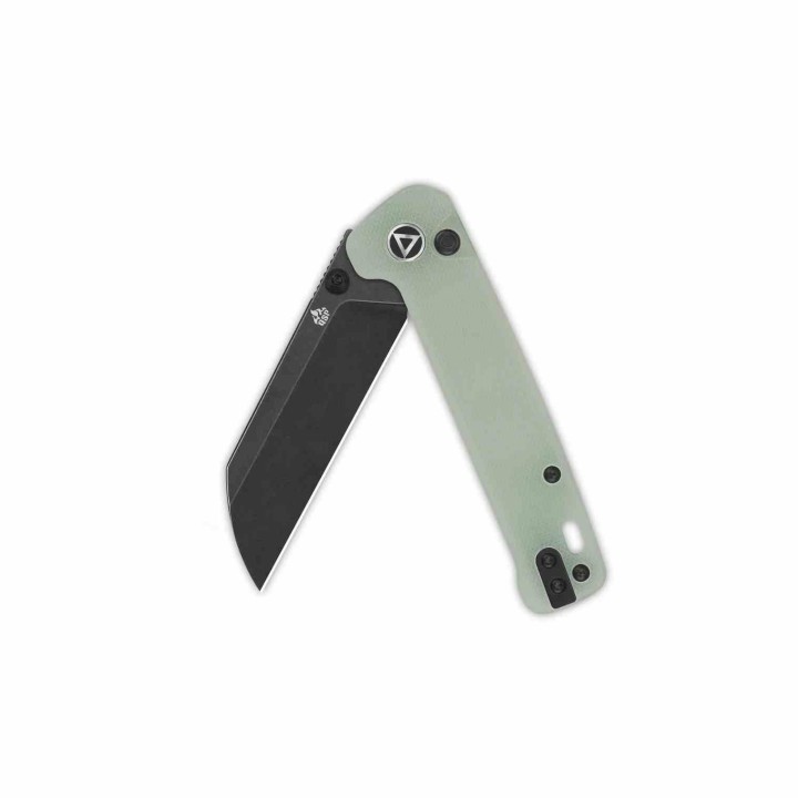 Couteau QSP Knives Penguin Button Lock Jade Manche G10 Lame Acier 14C28N Blk Sheepsfoot IKBS Clip QS130BLB2 - Livraison Gratuite