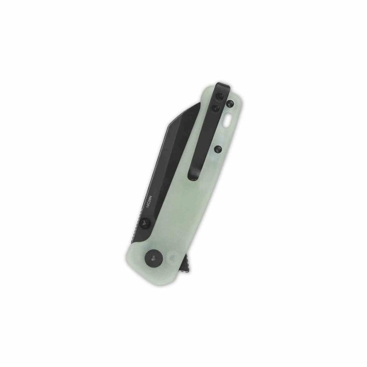 Couteau QSP Knives Penguin Button Lock Jade Manche G10 Lame Acier 14C28N Blk Sheepsfoot IKBS Clip QS130BLB2 - Livraison Gratuite