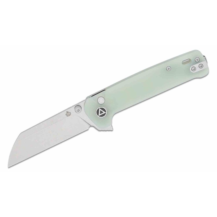 Couteau QSP Knives Penguin Button Lock Jade Manche G10 Lame Acier 14C28N SW Sheepsfoot IKBS Clip QS130BLB1 - Livraison Gratuite