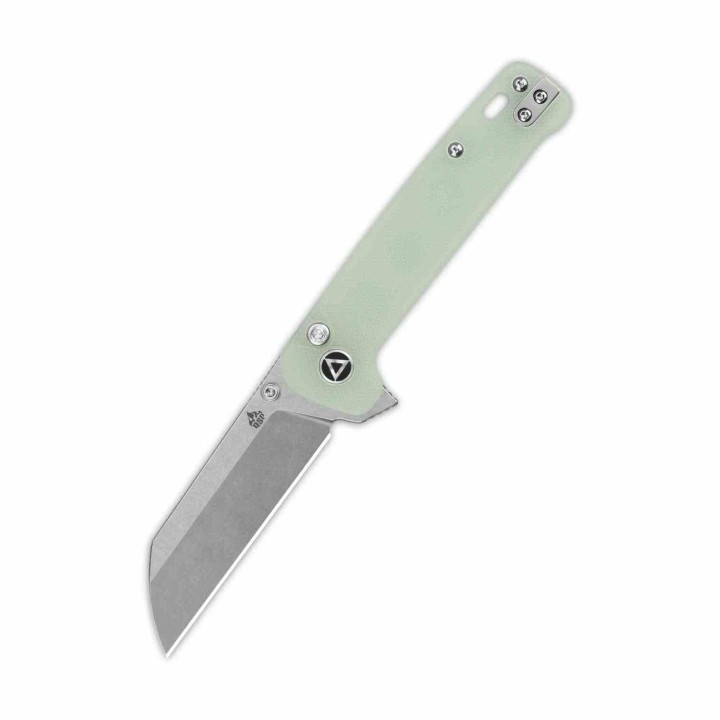 Couteau QSP Knives Penguin Button Lock Jade Manche G10 Lame Acier 14C28N SW Sheepsfoot IKBS Clip QS130BLB1 - Livraison Gratuite