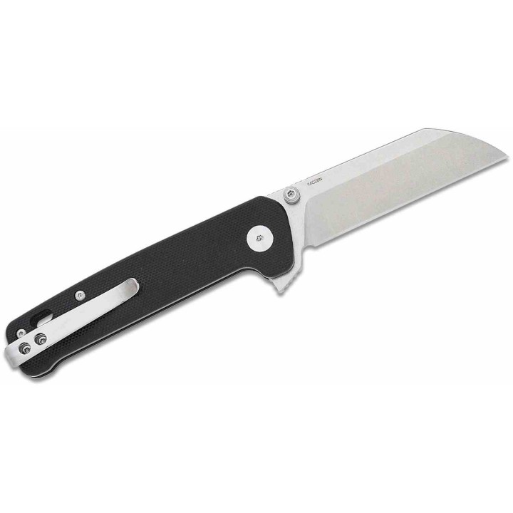 Couteau QSP Knives Penguin Button Lock Black Manche G10 Lame Acier 14C28N SW Sheepsfoot IKBS Clip QS130BLA1 - Livraison Gratuite