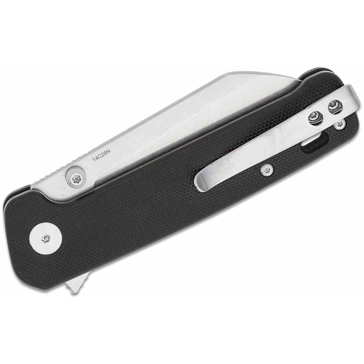 Couteau QSP Knives Penguin Button Lock Black Manche G10 Lame Acier 14C28N SW Sheepsfoot IKBS Clip QS130BLA1 - Livraison Gratuite
