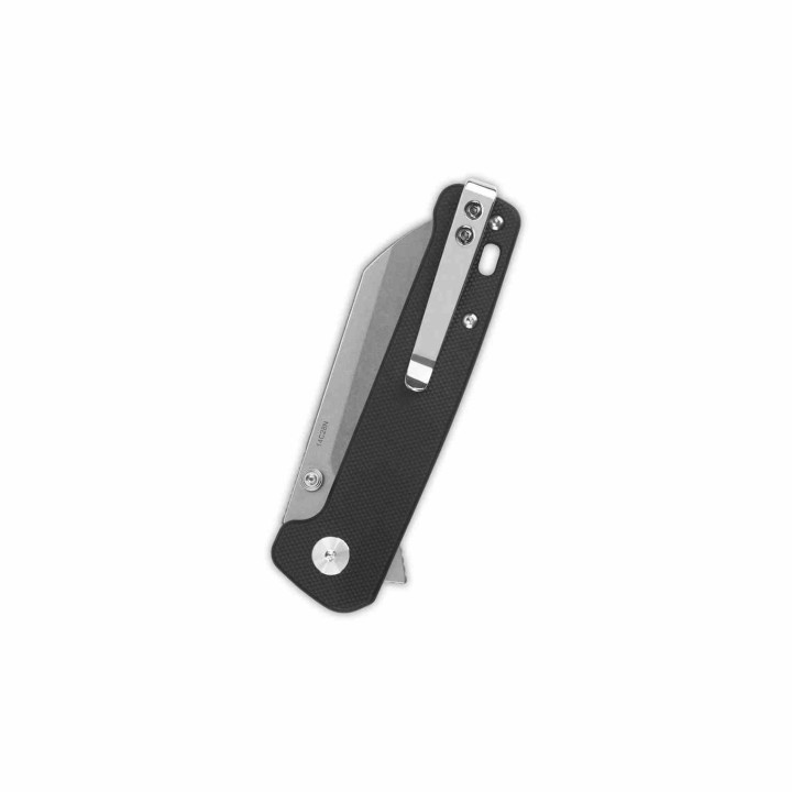 Couteau QSP Knives Penguin Button Lock Black Manche G10 Lame Acier 14C28N SW Sheepsfoot IKBS Clip QS130BLA1 - Livraison Gratuite
