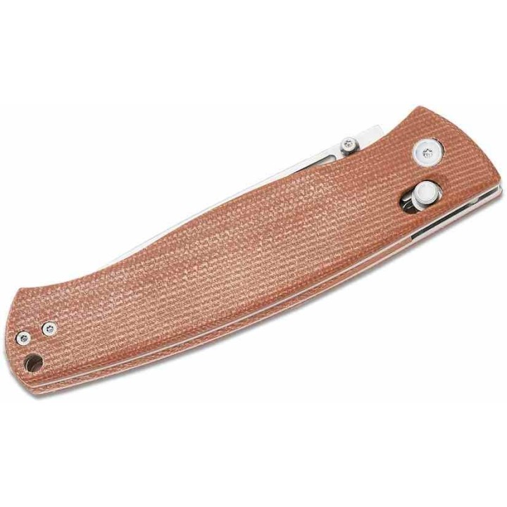 Couteau Real Steel Pathfinder Brown Lame Acier 14C28N Scandi Manche Micarta AXIS/Crossbar Lock Clip RS7851B - Livraison Gratuite