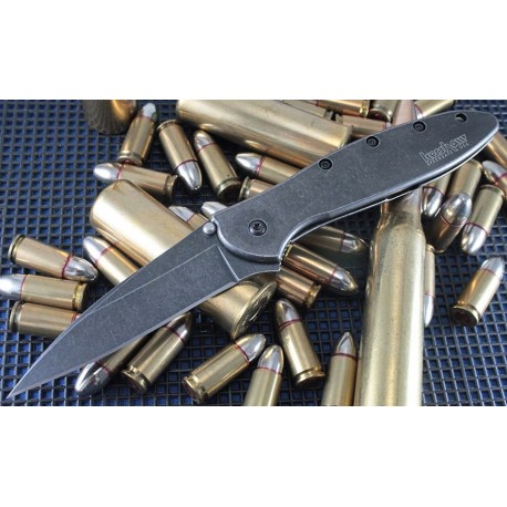 Couteau Kershaw Leek A/O Acier 14C28N Manche Acier 410 Made In USA KS1660BLKW - Livraison Gratuite