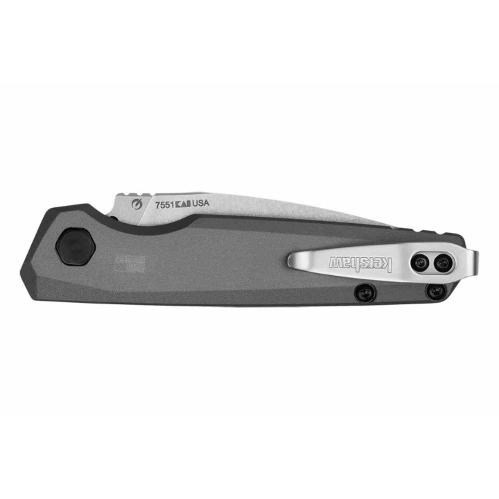 Couteau Kershaw Automatique Launch 18 AUTO Lame Acier CPM-154 SW Manche Gray Alu Button Lock USA KS7551 - Livraison Gratuite