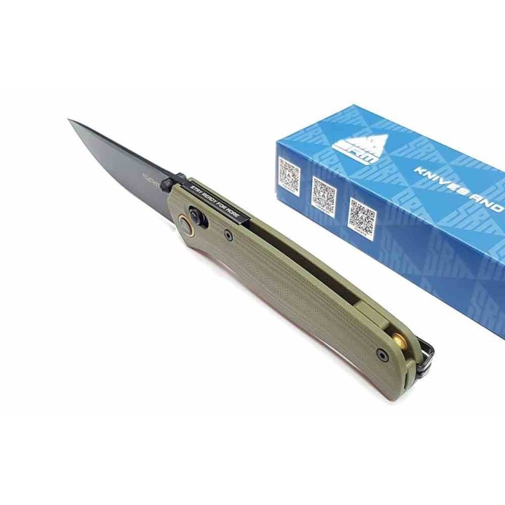 Couteau SRM Knives 255L-GP2 Green Lame Acier 10Cr15CoMoV Manche G10 IKBS Clip Ambi Lock SRM255LGP2 - Livraison Gratuite