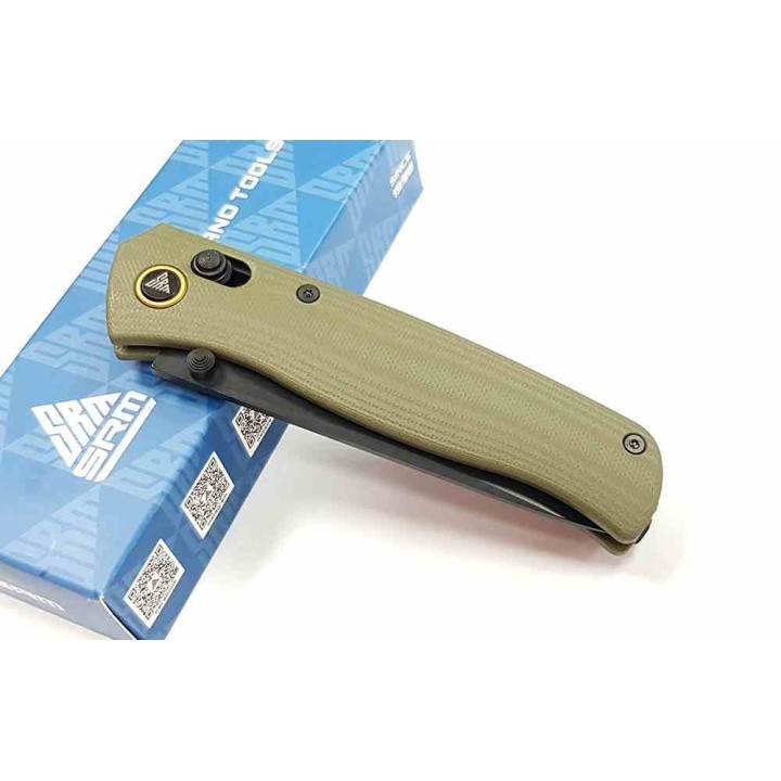 Couteau SRM Knives 255L-GP2 Green Lame Acier 10Cr15CoMoV Manche G10 IKBS Clip Ambi Lock SRM255LGP2 - Livraison Gratuite