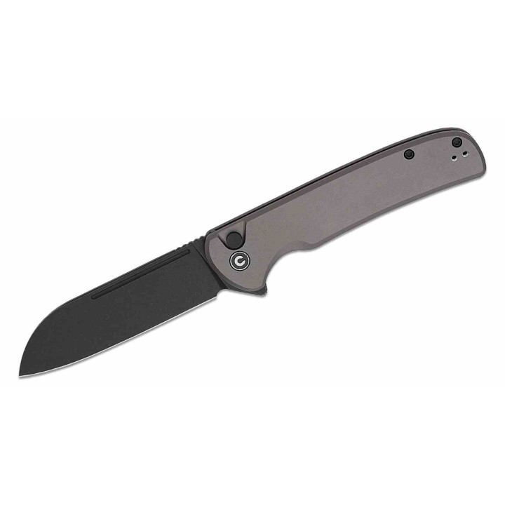 Couteau CIVIVI Chevalier II Gray Lame Acier 14C28N BLK Sheepsfoot Manche Alu IKBS Button Lock CIVC20022B3 - Livraison Gratuite
