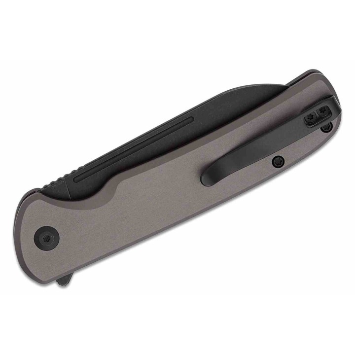 Couteau CIVIVI Chevalier II Gray Lame Acier 14C28N BLK Sheepsfoot Manche Alu IKBS Button Lock CIVC20022B3 - Livraison Gratuite