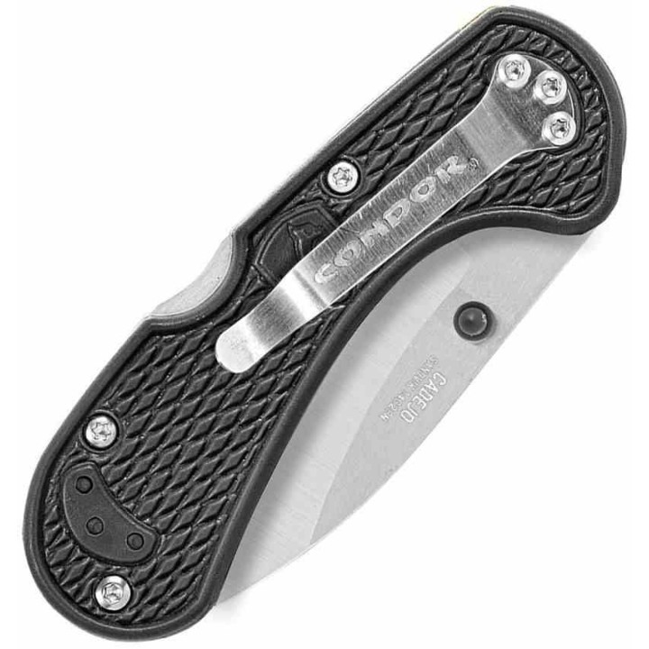 Couteau Condor Cadejo Black Lame Acier 14C28N Drop Point Manche Zytel Lockback Clip El Salvador CTK81330ZSK - Livraison Gratuite