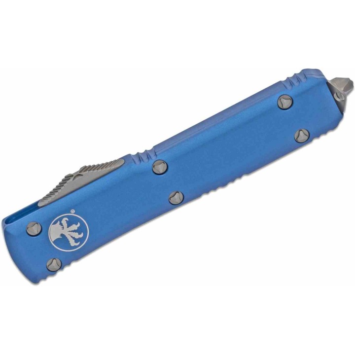 Couteau Microtech 122-4BL OTF Auto Ultratech D/E Lame Acier Premium Dague Manche Alu Blue USA MCT1224BL - Livraison Gratuite