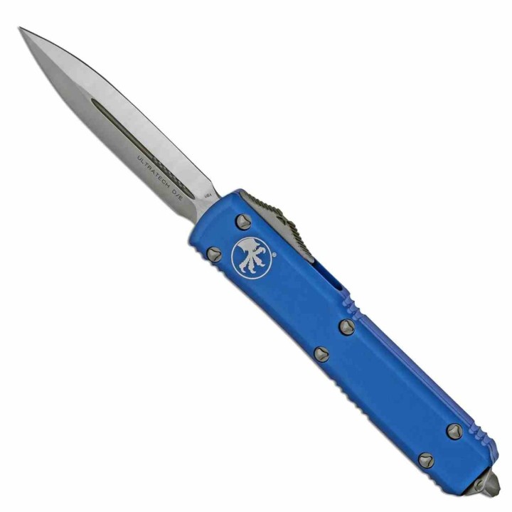 Couteau Microtech 122-4BL OTF Auto Ultratech D/E Lame Acier Premium Dague Manche Alu Blue USA MCT1224BL - Livraison Gratuite