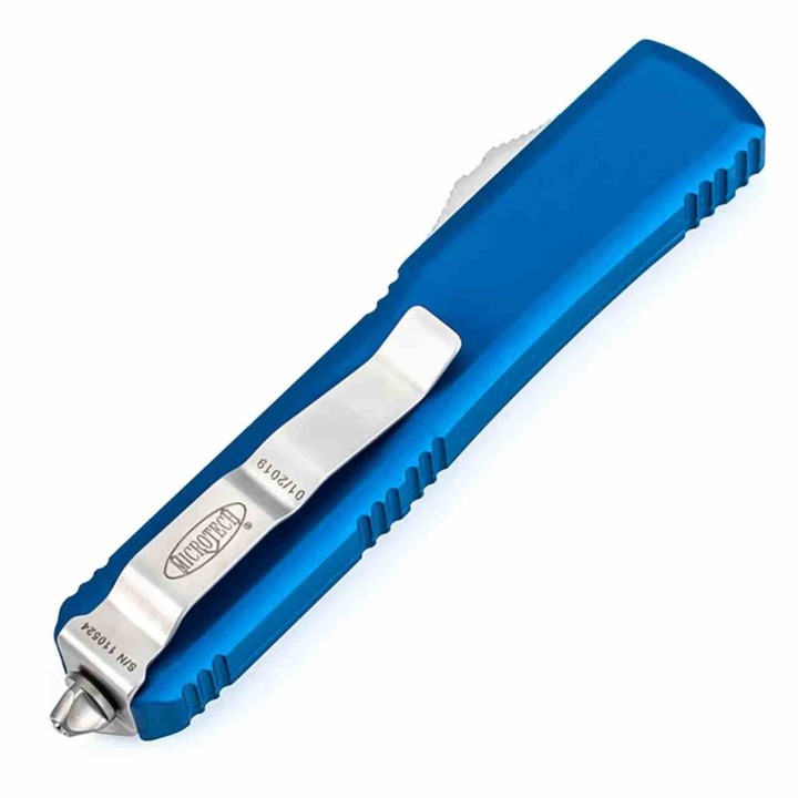 Couteau Microtech 122-4BL OTF Auto Ultratech D/E Lame Acier Premium Dague Manche Alu Blue USA MCT1224BL - Livraison Gratuite