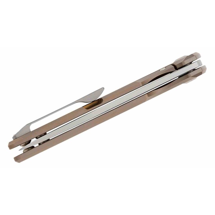 Couteau Kansept Anomaly Bronze Manche Titane Lame Acier CPM-S35VN Kwaiken FrameLock IKBS Clip K2038A1 - Livraison Gratuite